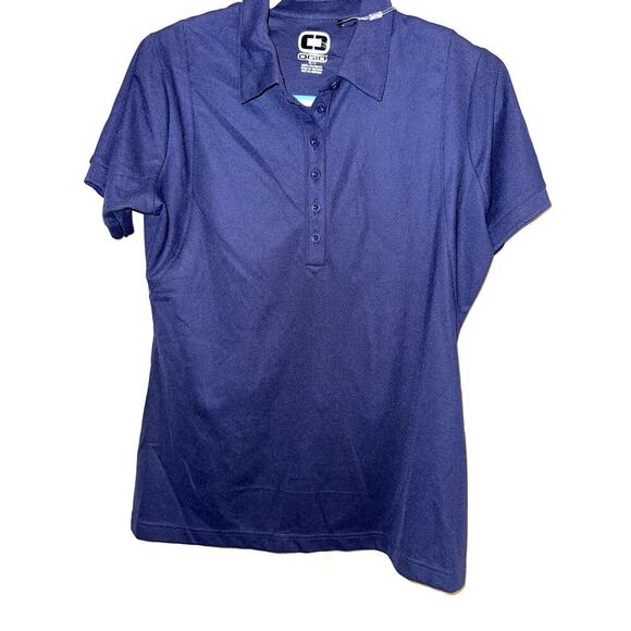 OGIO Tops - Ogio Short Sleeve Textured Polo Women's Medium Navy Blue Golf Top Button
